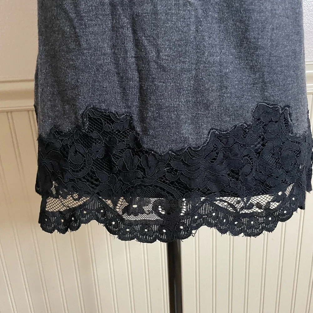 White House Black Market Wool Blend Gray Lace Trim Chemise size XS
